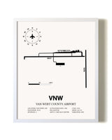 Van Wert County Airport airport map poster in oak frame