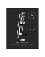 Gray Framed Aurora State Airport layout wall art poster