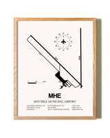 Mitchell Municipal Airport framed print in natural wood frame