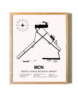 Middle Georgia Regional Airport framed print in natural wood frame