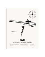 Gray Statesville Regional Airport framed poster displayed in an airplane hangar