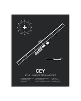 Gray Framed Kyle-Oakley Field Airport layout wall art poster