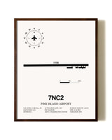 Pine Island Airport aviation print in walnut frame