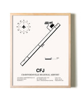 Crawfordsville Regional Airport framed wall art in white frame