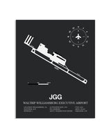 Gray Framed Waltrip Williamsburg Executive Airport layout wall art poster