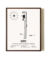 Putnam County Regional Airport aviation print in walnut frame