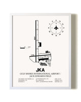 Gulf Shores International Airport / Jack Edwards Field airport map poster in oak frame