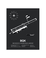 Gray Framed Brunswick Golden Isles Airport layout wall art poster