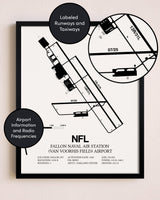 Framed Fallon Naval Air Station (Van Voorhis Field) Airport layout wall art poster