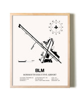 Monmouth Executive Airport framed wall art in white frame