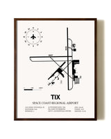 Space Coast Regional Airport aviation print in walnut frame