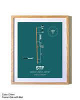 George M. Bryan Airport airport map poster in oak frame with mat