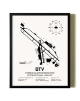 Framed Patrick Leahy Burlington International Airport wall art poster in black frame