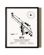 Framed Patrick Leahy Burlington International Airport wall art poster in black frame