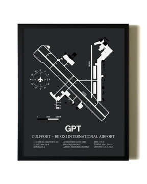 Unframed Gulfport-Biloxi International Airport map print poster