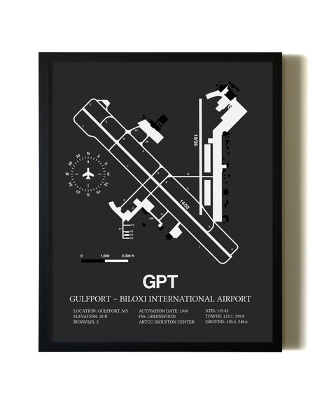 Unframed Gulfport-Biloxi International Airport map print poster