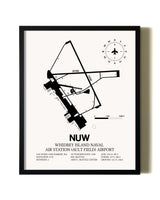 Framed Whidbey Island Naval Air Station (Ault Field) Airport wall art poster in black frame