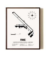 Griffiss International Airport aviation print in walnut frame