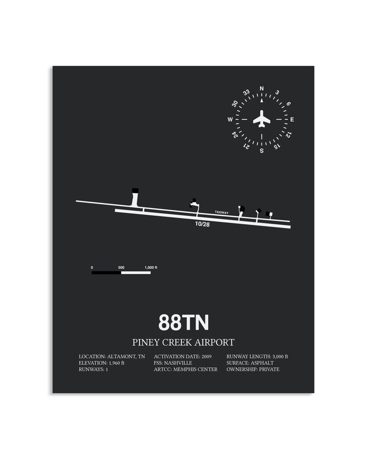 Gray Framed Piney Creek Airport layout wall art poster