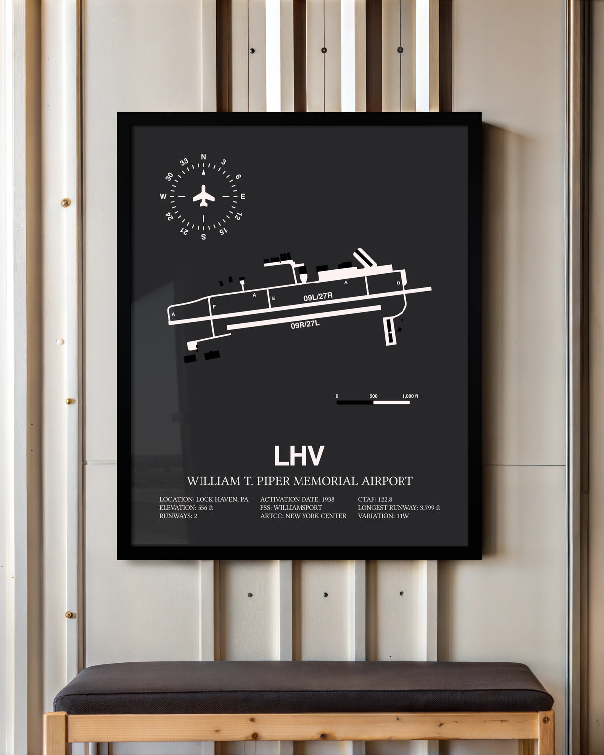 Frame color options for William T. Piper Memorial Airport Wall Art