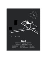 Gray Framed Dixon Municipal Airport-Charles R. Walgreen Field layout wall art poster