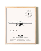 Lima Allen County Airport framed wall art in white frame