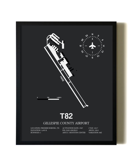 Unframed Gillespie County Airport map print poster