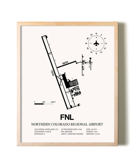 Northern Colorado Regional Airport framed wall art in white frame
