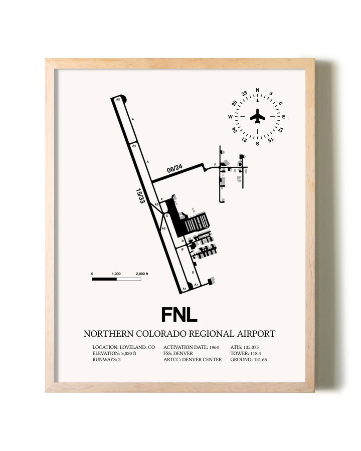Northern Colorado Regional Airport framed wall art in white frame