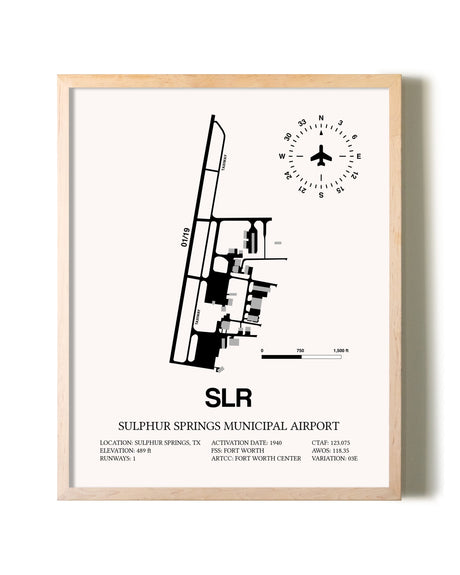 Sulphur Springs Municipal Airport framed wall art in white frame