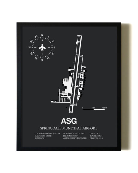 Unframed Springdale Municipal Airport map print poster