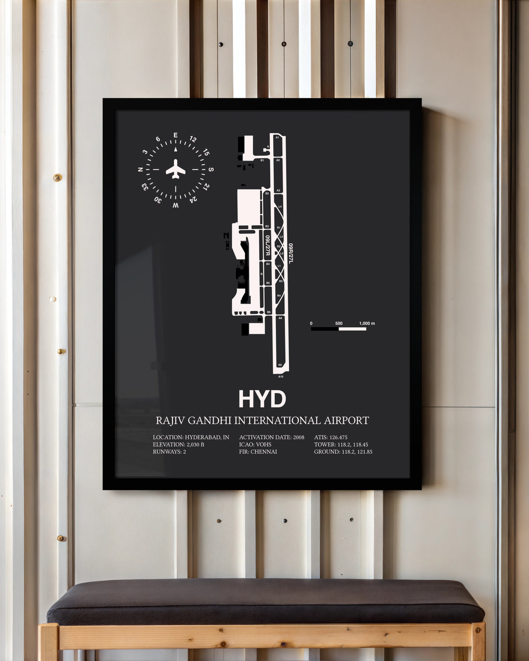 Frame color options for Rajiv Gandhi International Airport Wall Art