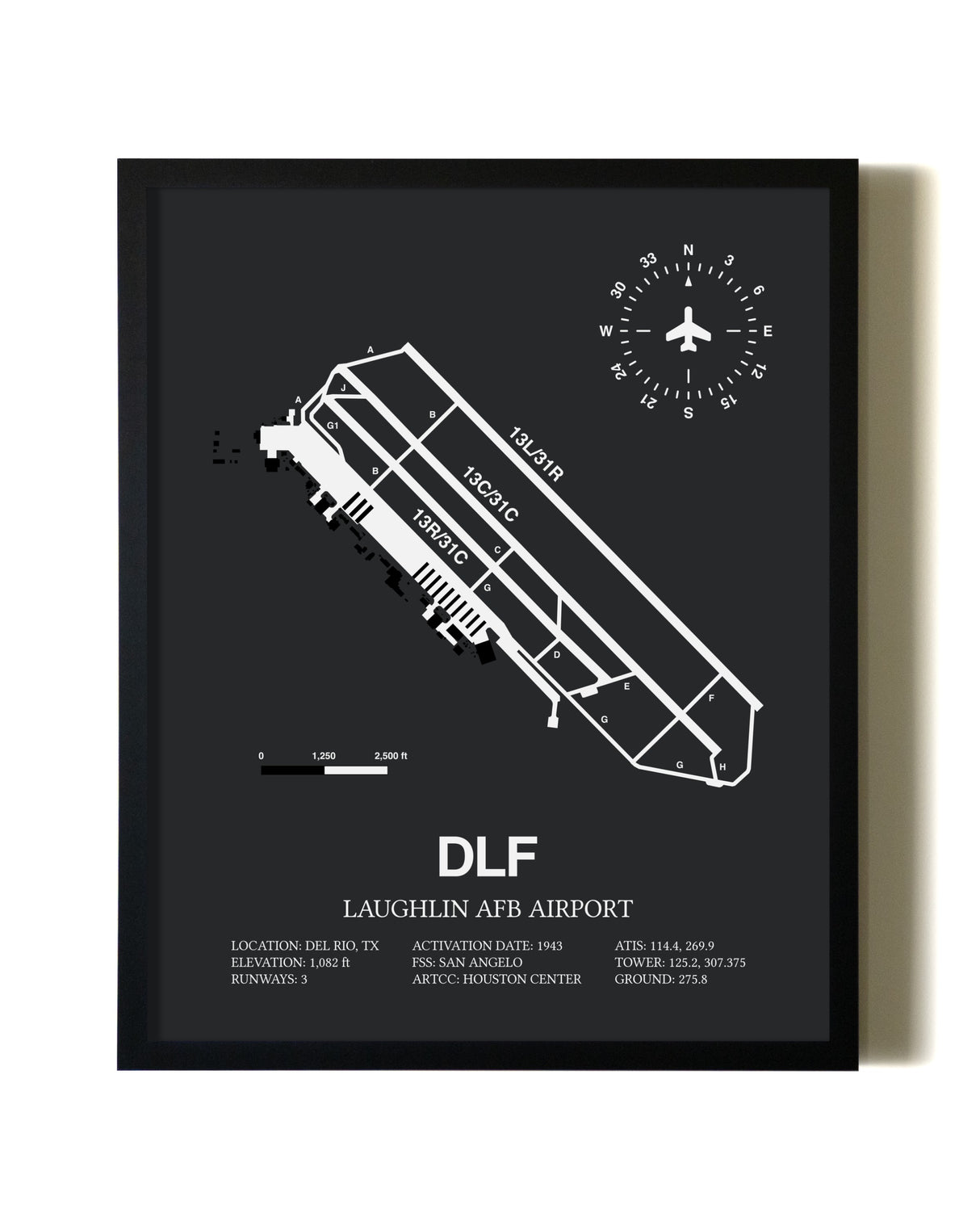 Unframed Laughlin AFB Airport map print poster