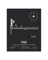 Gray Framed Crystal River Airport / Davis Field layout wall art poster