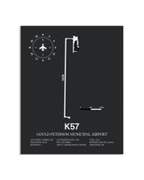 Gray Framed Gould Peterson Municipal Airport layout wall art poster