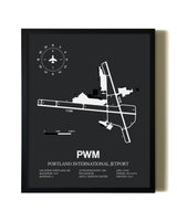 Unframed Portland International Jetport map print poster