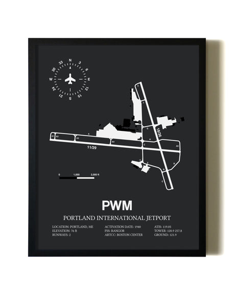 Unframed Portland International Jetport map print poster