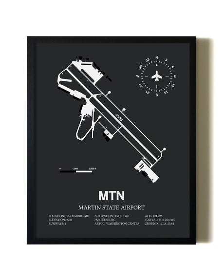 Unframed Martin State Airport map print poster
