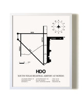 South Texas Regional Airport At Hondo airport map poster in oak frame