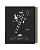 Unframed Jackson Regional Airport map print poster