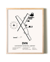 Davenport Municipal Airport framed wall art in white frame