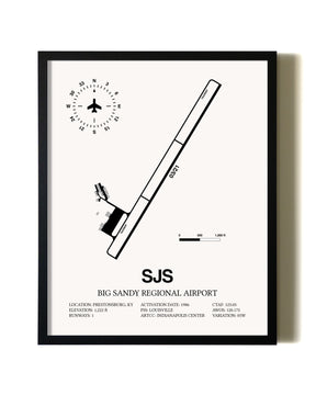 Framed Big Sandy Regional Airport wall art poster in black frame