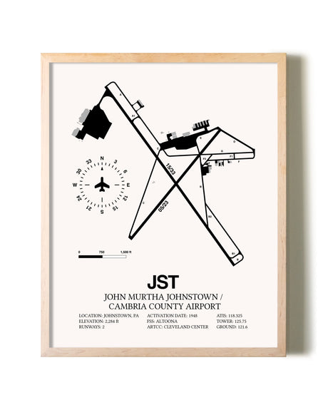 John Murtha Johnstown / Cambria County Airport framed wall art in white frame
