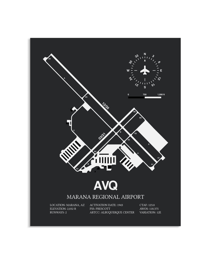 Gray Framed Marana Regional Airport layout wall art poster