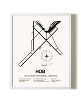 Lea County Regional Airport airport map poster in oak frame