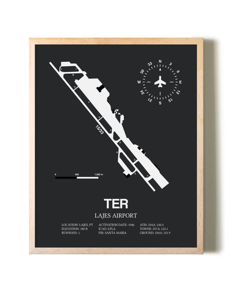 Lajes Airport framed wall art in white frame