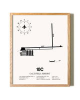 Galt Field Airport framed print in natural wood frame