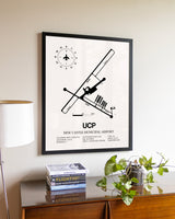 New Castle Municipal Airport aviation wall décor in black wood frame