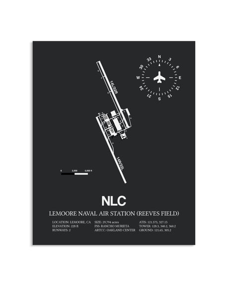 Gray Framed Lemoore Naval Air Station (Reeves Field) layout wall art poster