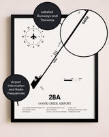Framed Goose Creek Airport layout wall art poster